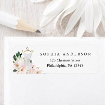 elegant blush floral bridal shower return address label