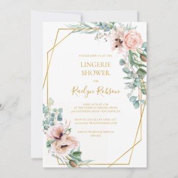 elegant blush floral | lingerie shower invitation