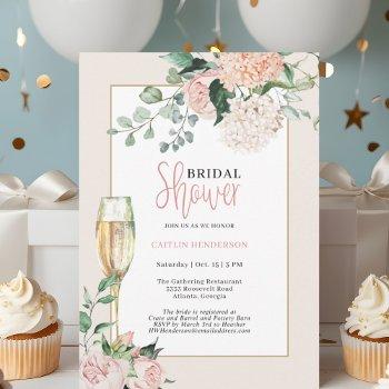 elegant blush pink floral hydrangea bridal shower invitation