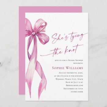 elegant blush pink hand drawn bow bridal shower invitation