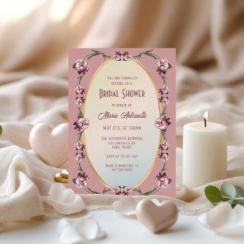 elegant blush rose rococo bridal shower invitation