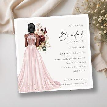 elegant blush wedding gown bridal shower invite