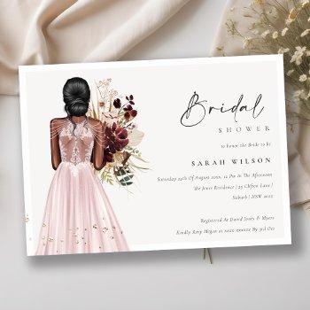 elegant blush wedding gown bridal shower invite