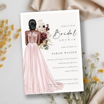 elegant blush wedding gown bridal shower invite