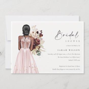 elegant blush wedding gown bridal shower invite