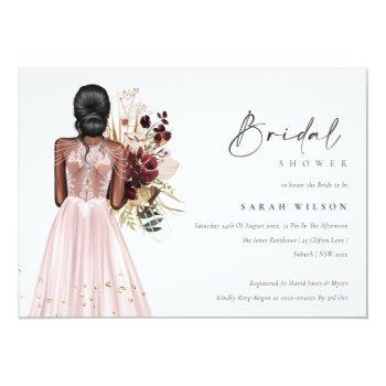 Elegant Blush Wedding Gown Bridal Shower Invite Front View