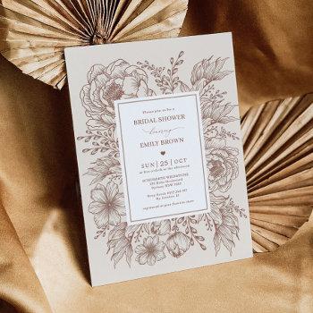 elegant boho botanical terracotta bridal shower invitation