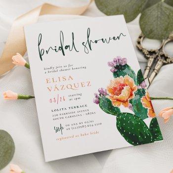 elegant boho desert cactus & flowers bridal shower invitation