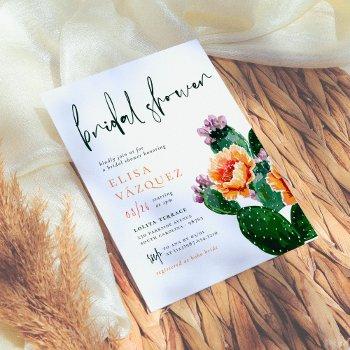 elegant boho desert cactus & flowers bridal shower invitation