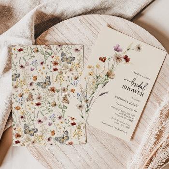 elegant boho floral bridal shower invitation
