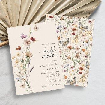 elegant boho floral bridal shower invitation