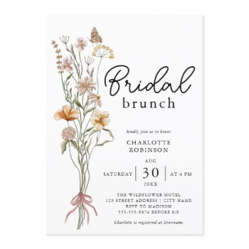 elegant boho floral wildflower bridal brunch invitation