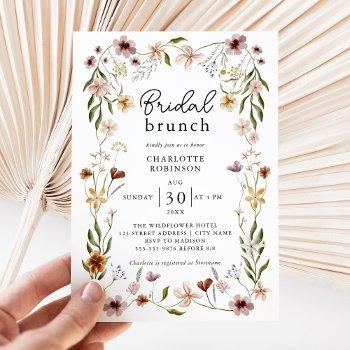 elegant boho floral wildflower bridal brunch invitation