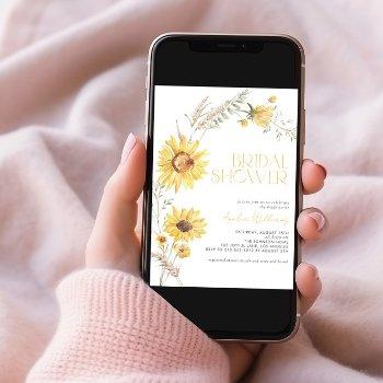 elegant boho sunflower botanical bridal shower invitation