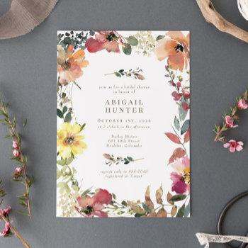 elegant boho wildflower bridal shower invitation