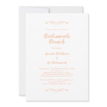 elegant bridal brunch bridesmaids trendy peach invitation