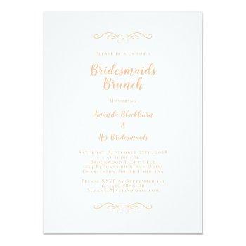 Elegant Bridal Brunch Bridesmaids Trendy Peach Invitation Front View