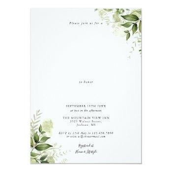 Elegant Bridal Shower Rustic Greenery Monogram Foil Invitation Front View