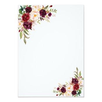 Elegant Burgundy Marsala Floral Brunch & Bubbly Invitation Front View