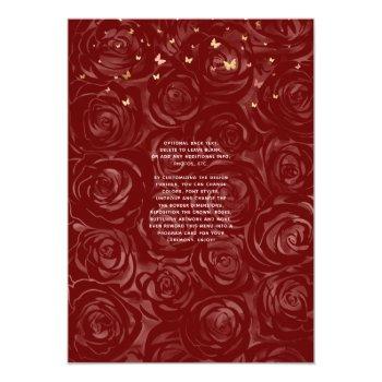 Elegant Burgundy Pink Rose Gold Watercolor Floral Menu Front View
