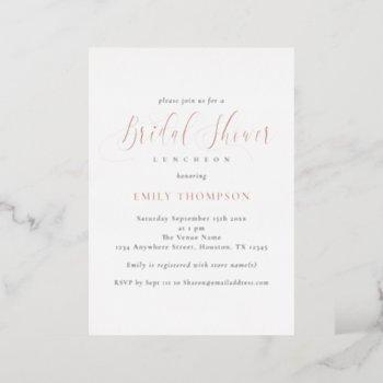 elegant calligraphy bridal shower real rose gold f foil invitation