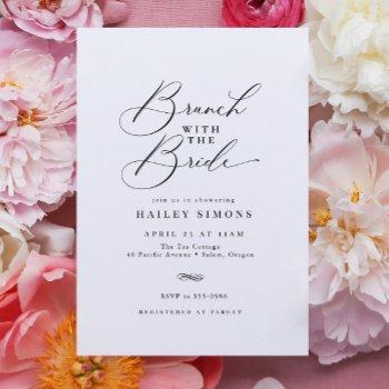 elegant calligraphy chic bridal shower brunch invitation