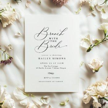 Elegant Calligraphy Chic Bridal Shower Brunch Invitation Front View