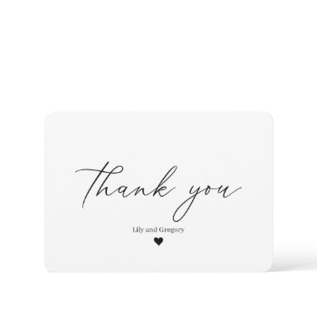 elegant calligraphy script black white heart thank you card