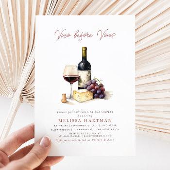 elegant calligraphy vino before vows bridal shower invitation