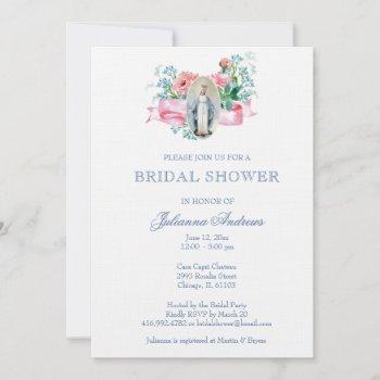 elegant catholic bridal shower floral  invitation