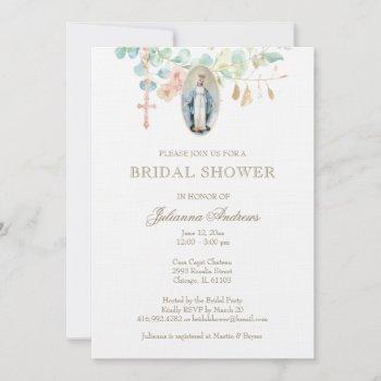 elegant catholic mary  bridal shower eucalyptus  invitation