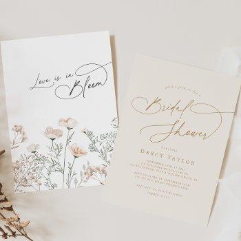 elegant charm ivory gold wildflower bridal shower invitation