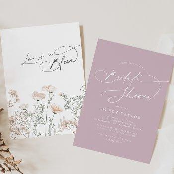 elegant charm lilac pink wildflower bridal shower invitation