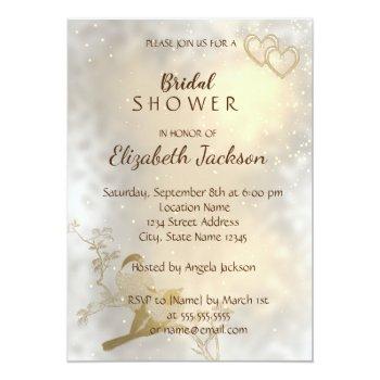 Elegant Chic Gold Hearts, Birds Front View