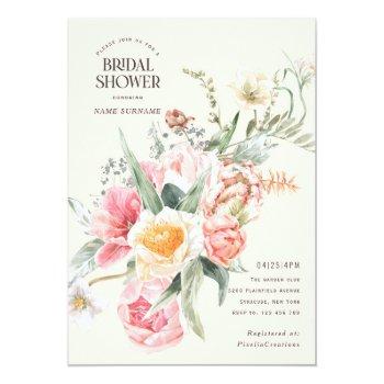 Elegant Chic Pretty Bloom Spring Floral Garden Invitation Front View