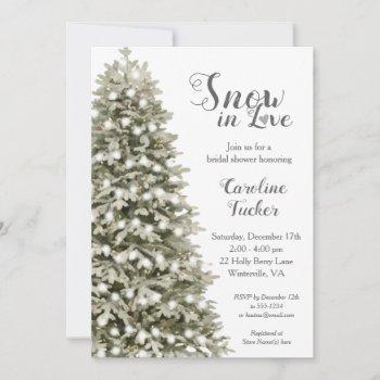 elegant christmas tree snow in love bridal shower invitation