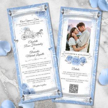 elegant cinderella wedding scroll invitation card