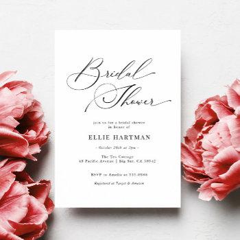 elegant classic calligraphy bridal shower invitation