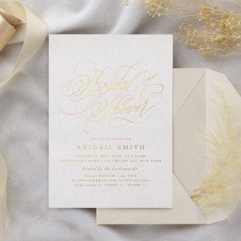 elegant classic calligraphy vintage bridal shower foil invitation