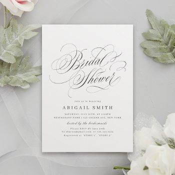 elegant classic calligraphy vintage bridal shower invitation