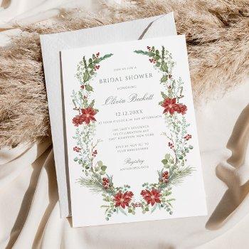 elegant classic winter greenery bridal shower invitation