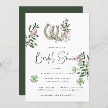elegant clover horseshoes botanical bridal shower invitation