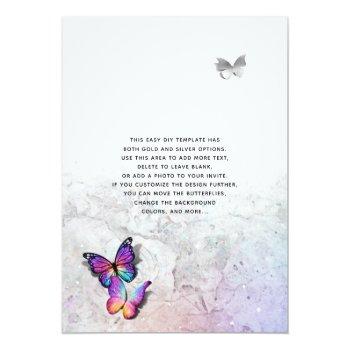 Elegant Colorful Butterfly Wedding Invitation Front View