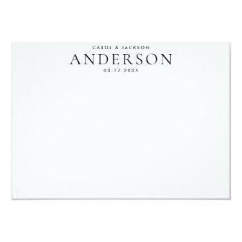 Elegant Couple Newlywed Name Wedding Stationery Note Card Front View
