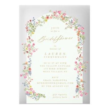 Elegant Dainty Floral Arch Spring Bridal Shower Acrylic Invitations Front View