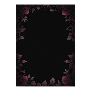 Elegant Dark Burgundy Roses Black Bridal Shower  Invitation Front View