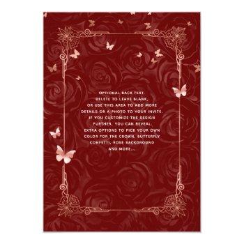 Elegant Dress Burgundy Rose Gold Pink Quinceanera Invitation Front View