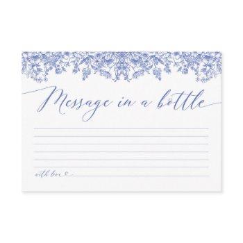 elegant dusty blue floral message in a bottle game enclosure card