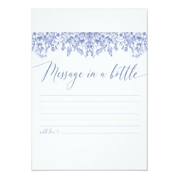 Elegant Dusty Blue Floral Message In A Bottle Game Enclosure Card Front View