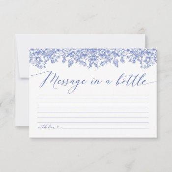 elegant dusty blue floral message in a bottle game invitation